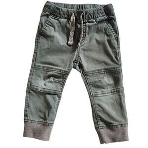 Cat &‎ Jack Kids Green Khaki Jogger Pants with Reinforced Knee & Elastic Waist